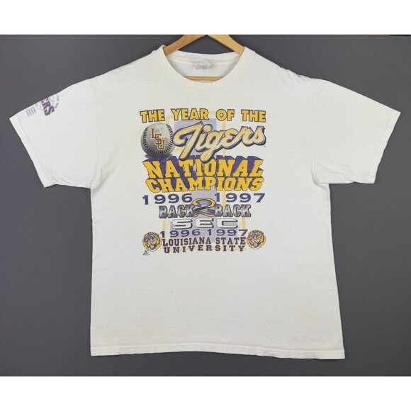 Vintage 1996 1997 LSU Tigers Baseball Back 2 Back Champions Louisiana State Rare - Picture 1 of 16